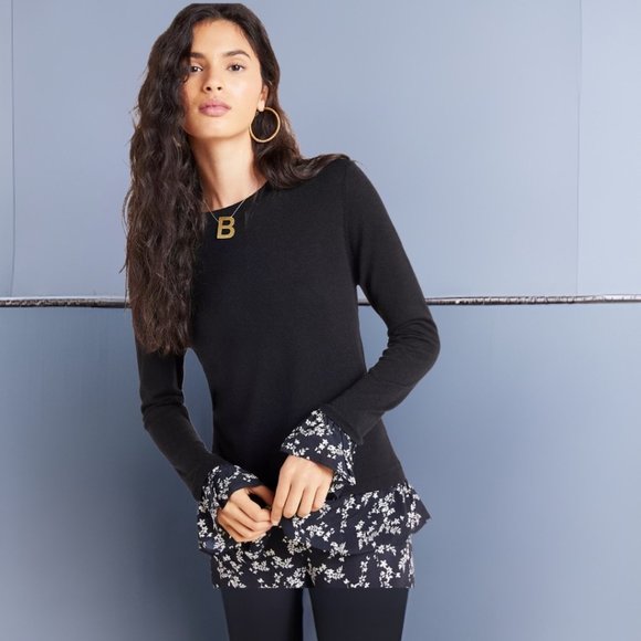 Anthropologie + Kachel Waverly Pullover Sweater Top in Navy NWT - Picture 1 of 7